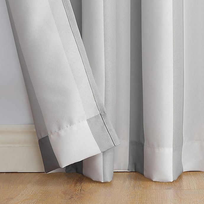 slide 2 of 6, Sun Zero Owen Cabana Stripe Indoor/Outdoor UV Protectant Grommet Curtain Panel - Gray, 95 in