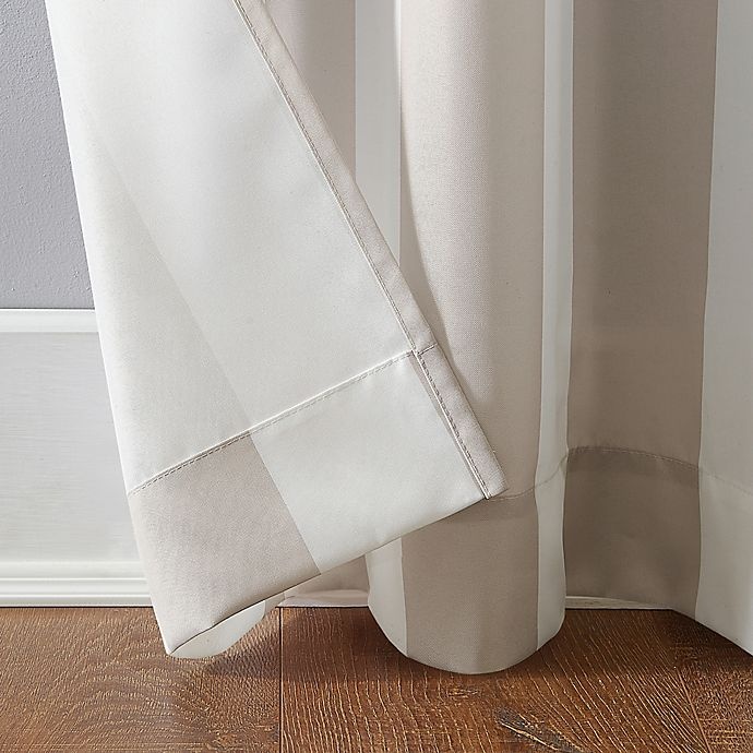 slide 4 of 6, Sun Zero Owen Cabana Stripe Indoor/Outdoor UV Protectant Grommet Curtain Panel - Khaki, 84 in