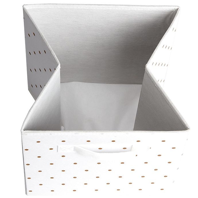 slide 3 of 9, Little Seeds Small Polka Dot Print Storage Bin - Gold, 1 ct