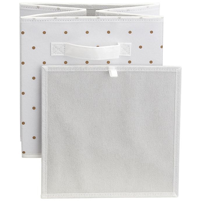 slide 7 of 9, Little Seeds Small Polka Dot Print Storage Bin - Gold, 1 ct