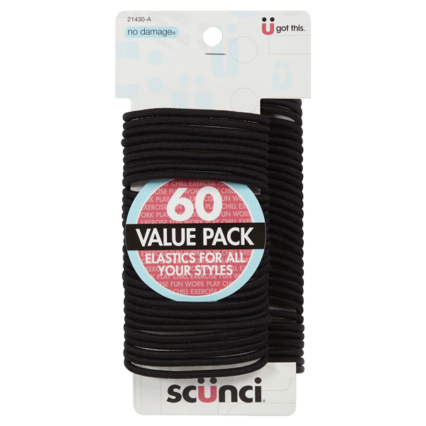 slide 1 of 1, scünci No Damage Hair Elastics, 60 ct