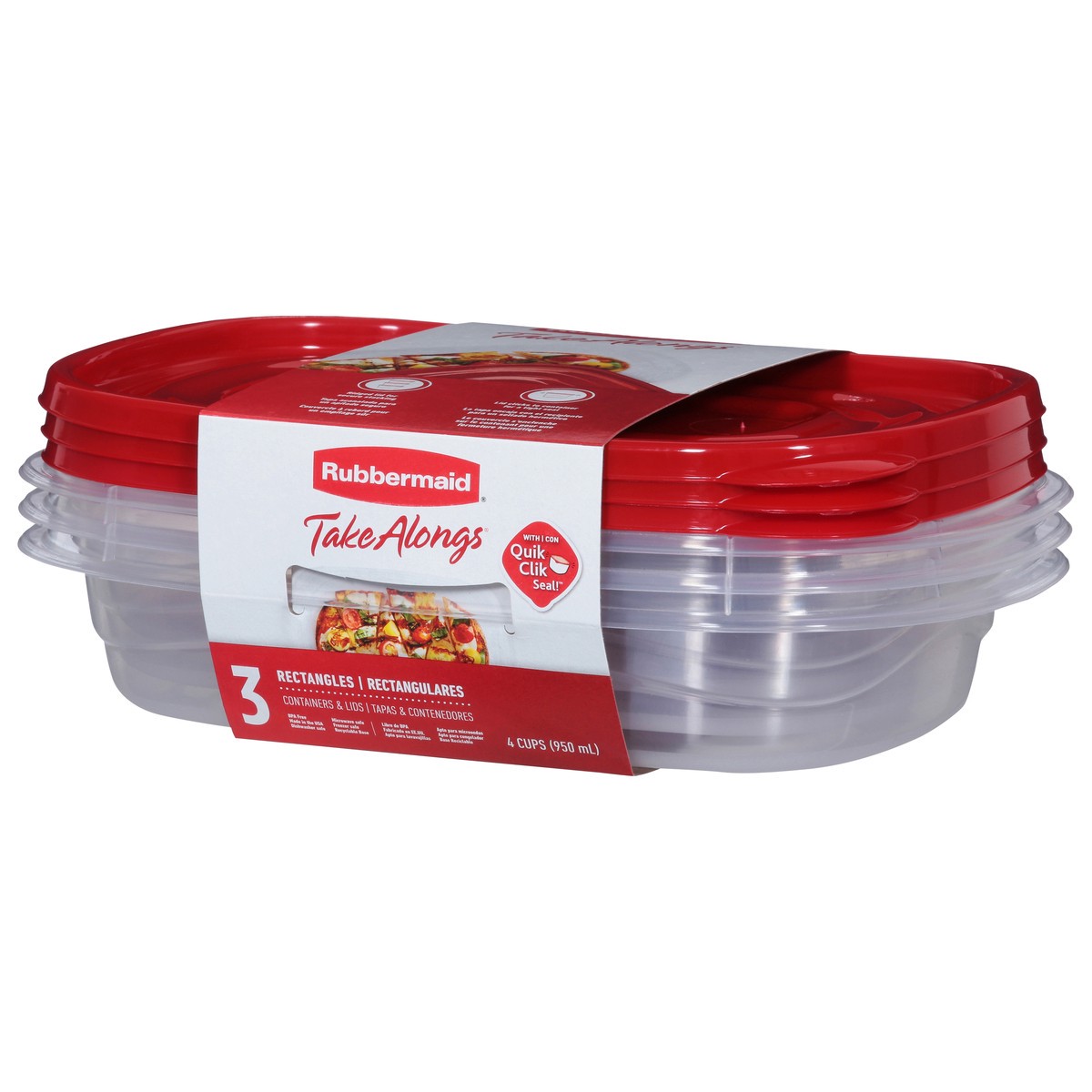 slide 4 of 9, Rubbermaid Containers with Lids 3 ea, 3 ct; 32 oz