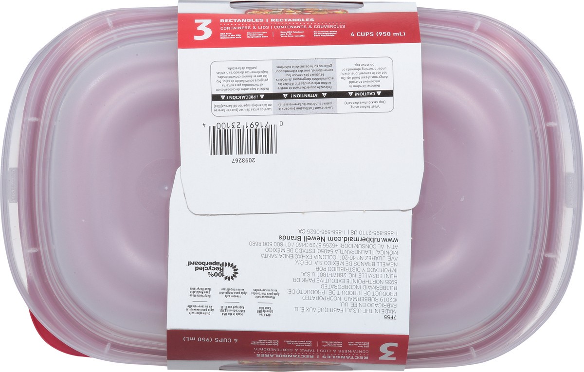 slide 3 of 9, Rubbermaid Containers with Lids 3 ea, 3 ct; 32 oz