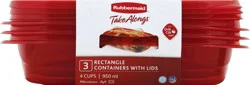 Rubbermaid Take Alongs 4 Cups Rectangles Containers & Lids 3 ea
