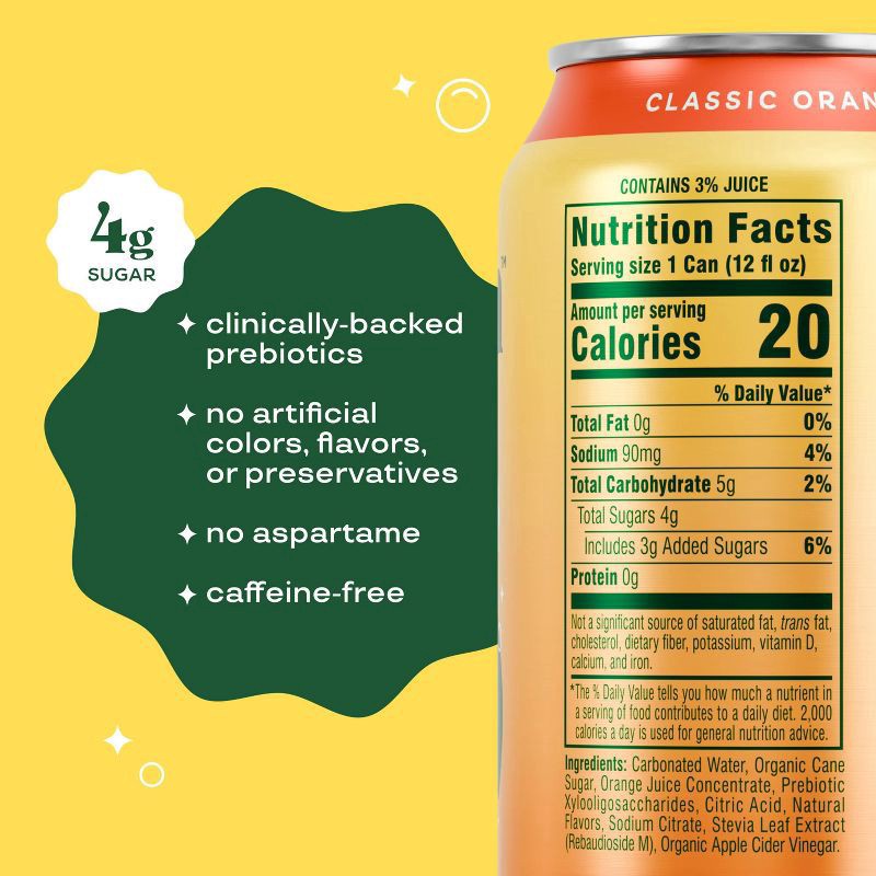 slide 3 of 6, Bloom Pop Caffeine-Free Prebiotic Classic Orange Soda 12 fl oz, 12 fl oz