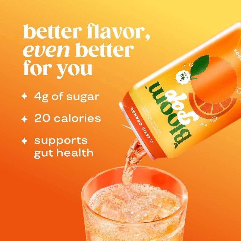 slide 4 of 6, Bloom Pop Caffeine-Free Prebiotic Classic Orange Soda 12 fl oz, 12 fl oz