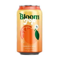 Bloom Pop Caffeine-Free Prebiotic Classic Orange Soda, 12 fl oz