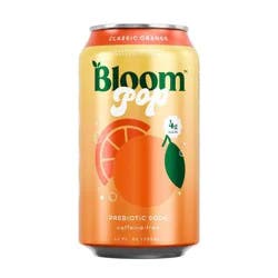 Bloom Pop Caffeine-Free Prebiotic Classic Orange Soda, 12 fl oz