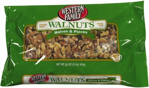 slide 1 of 1, Western Family Walnuts Halves And Pieces, 16 oz