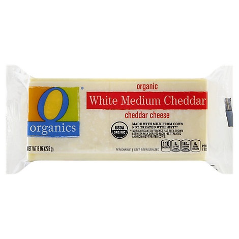 slide 1 of 1, O Organics Organic Cheese White Cheddar, 8 oz