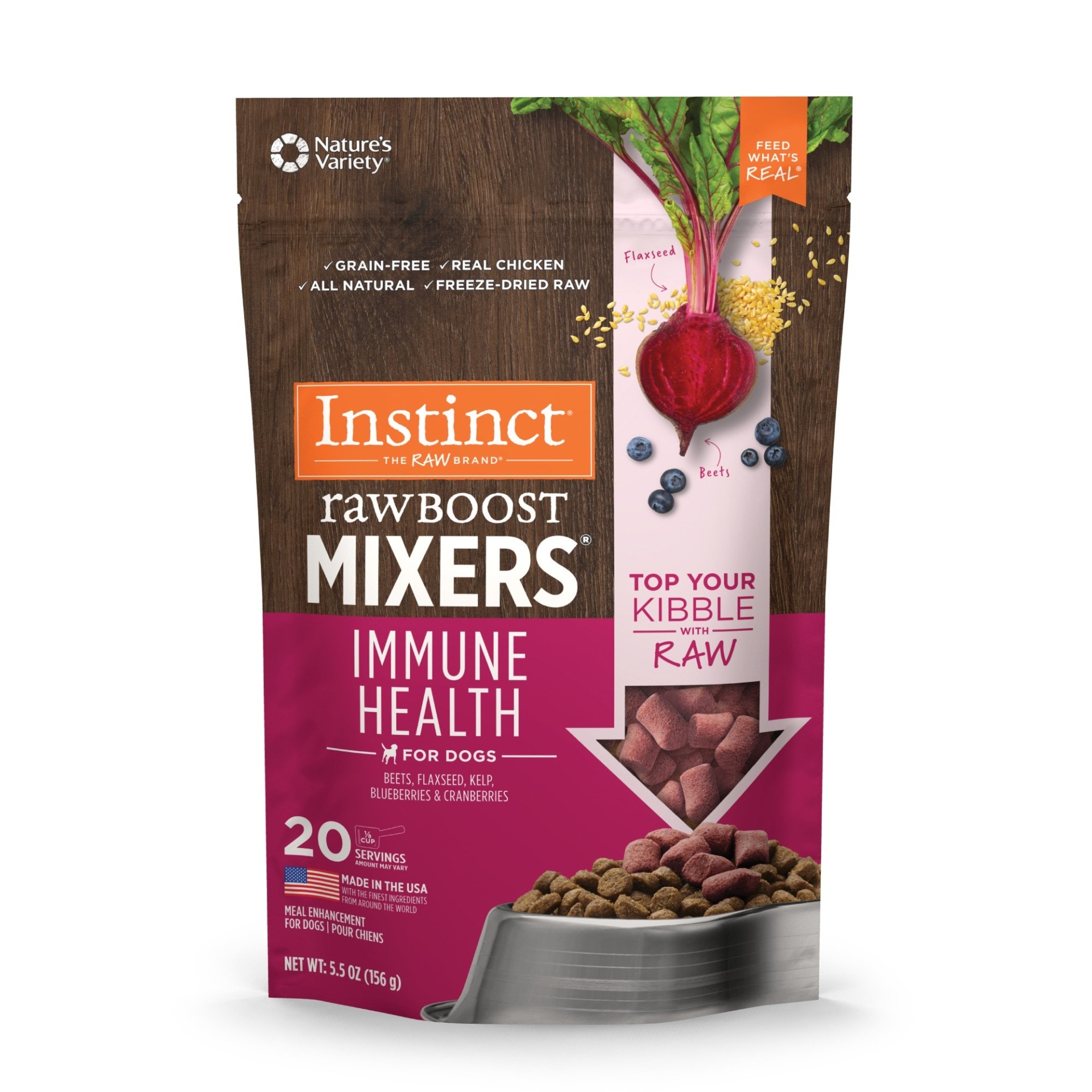 slide 1 of 1, Nature's Variety Instinct Freeze Dried Raw Boost Mixers Immune Health Grain Free All Natural Dog Food Topper, 5.5 oz