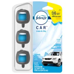 Febreze Car Air Freshener, Odor-Fighting Automotive Vent Clip, Linen & Sky Scent, 3 Count