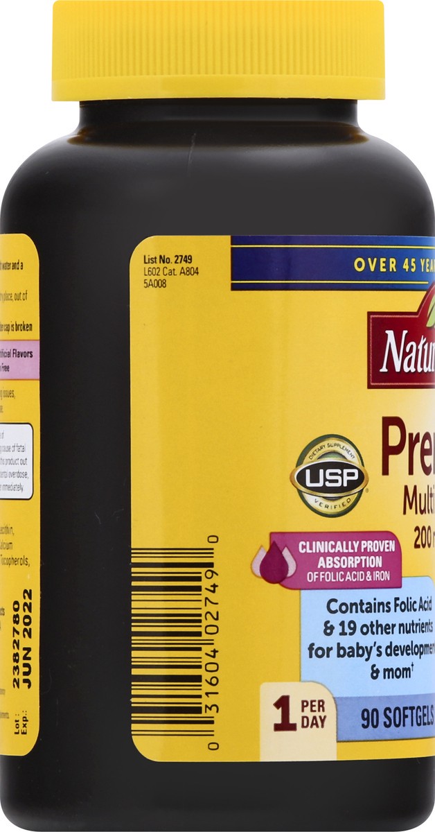 slide 10 of 12, Nature Made Prenatal with Folic Acid + DHA Softgels, 90 Count, 90 ct