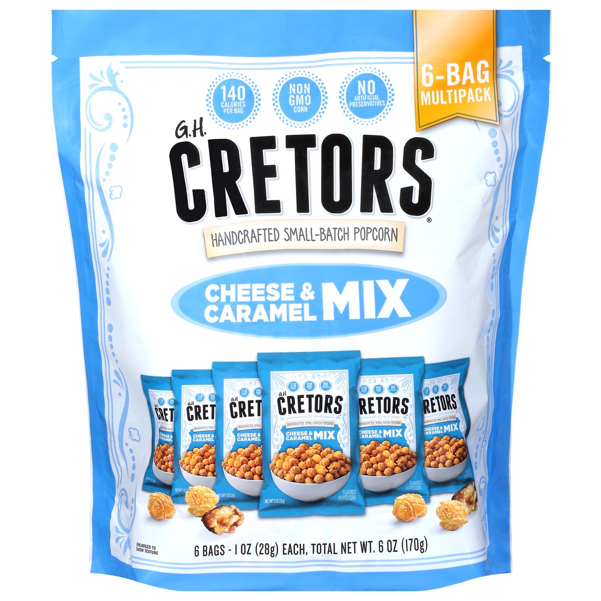 slide 2 of 13, Cretors Cheese & Caramel Mix Popcorn 6 - 1 oz Bags, 6 ct