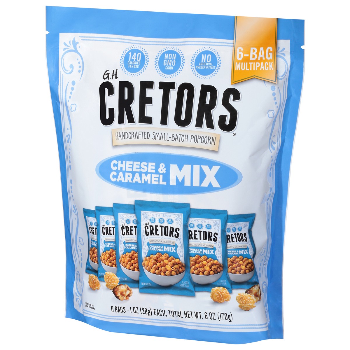 slide 5 of 13, Cretors Cheese & Caramel Mix Popcorn 6 - 1 oz Bags, 6 ct