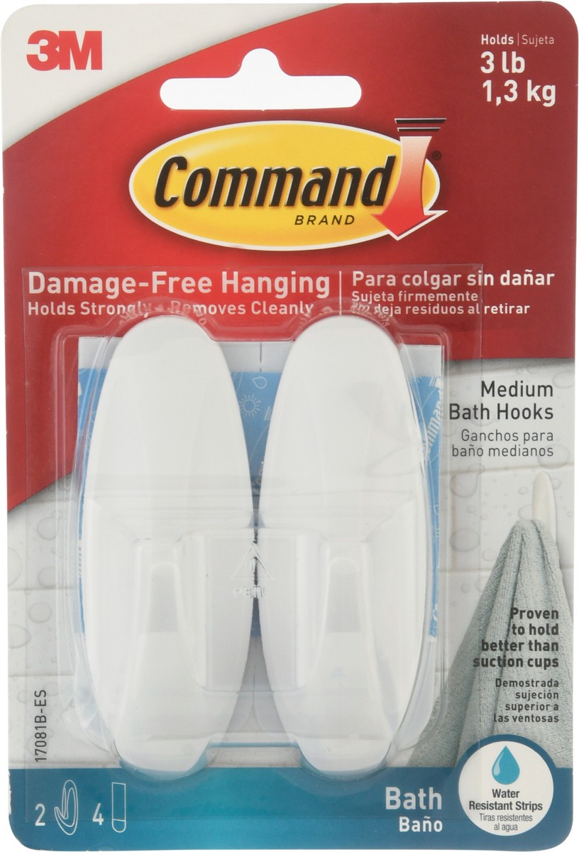 slide 4 of 9, 3M Command Damage-Free Hanging Bath Hooks, 2 ct