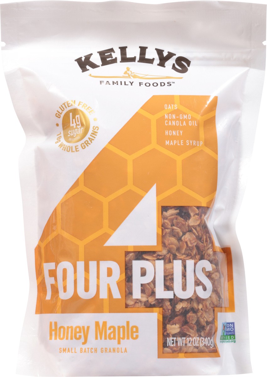 slide 12 of 12, Kellys Family Foods Four Plus Honey Maple Granola 12 oz, 12 oz