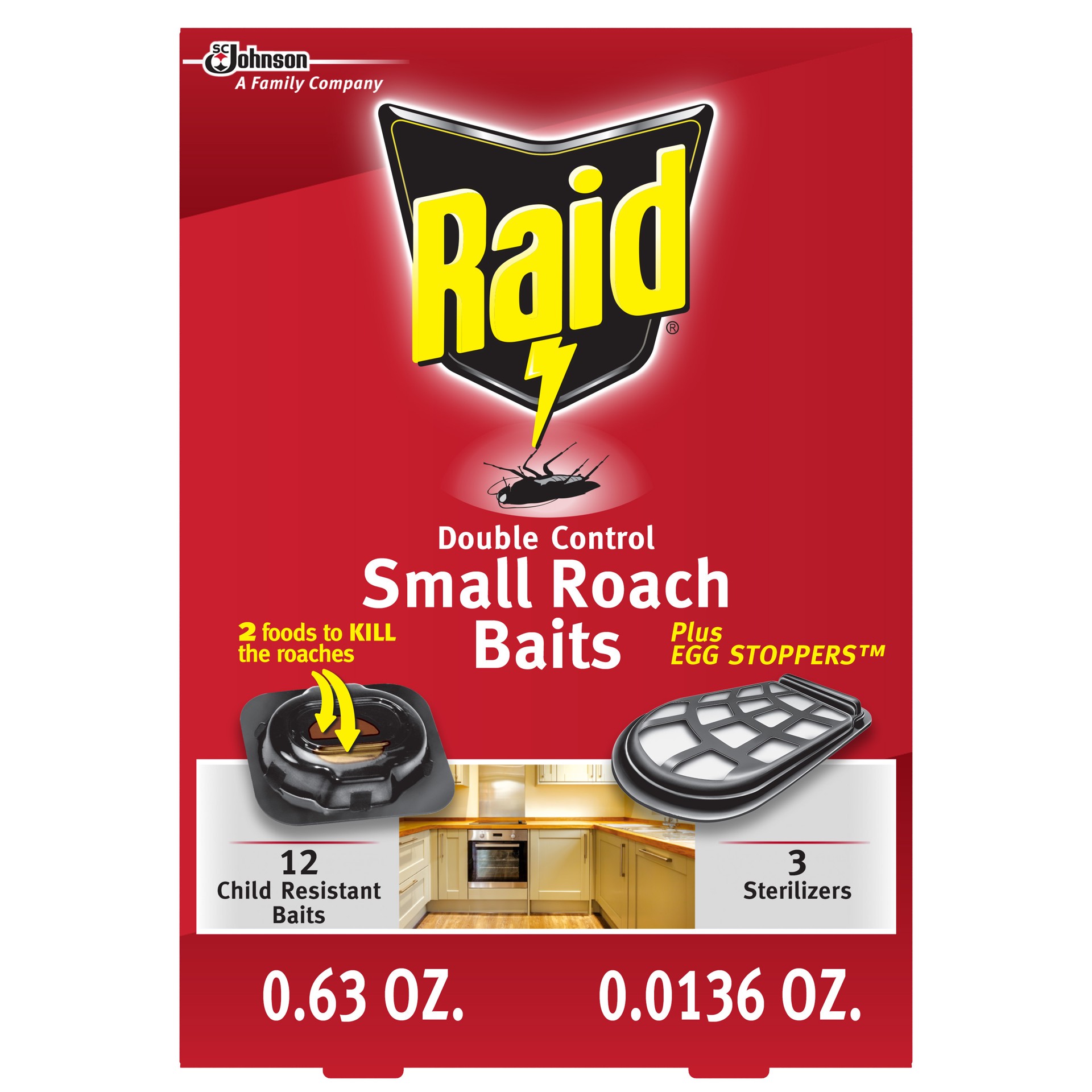 slide 4 of 5, Raid Double Control Small Roach Baits Plus Egg Stoppers for Cockroaches, 12 ct & 3 ct, 12 ct