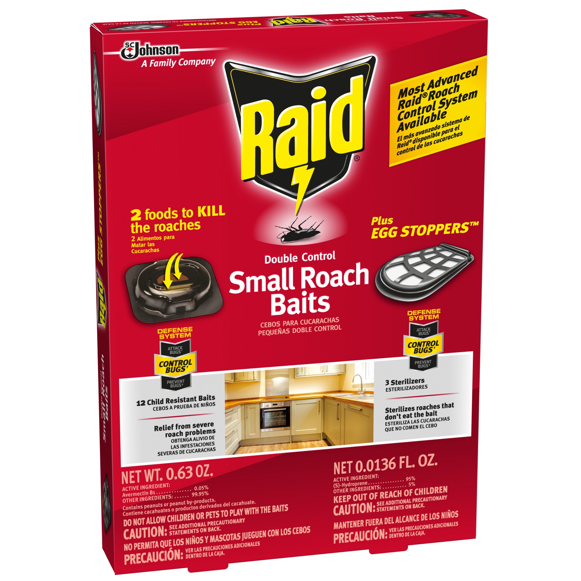 slide 3 of 5, Raid Double Control Small Roach Baits Plus Egg Stoppers for Cockroaches, 12 ct & 3 ct, 12 ct