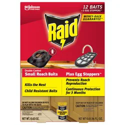Raid Double Control Small Roach Baits Plus Egg Stoppers for Cockroaches, 12 ct & 3 ct