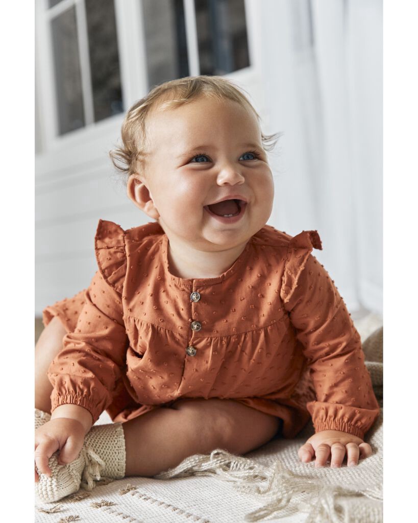 slide 5 of 5, Carter's Baby Cotton Flutter Dress Rust 3M, 1 ct