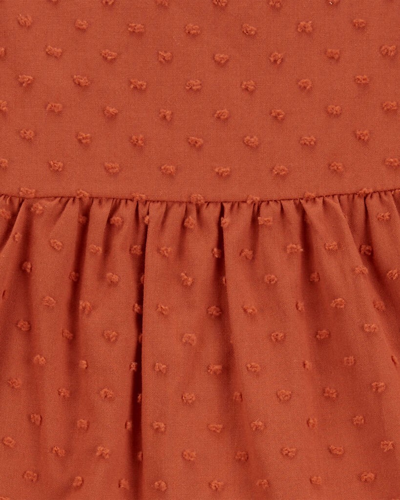 slide 3 of 5, Carter's Baby Cotton Flutter Dress Rust 3M, 1 ct