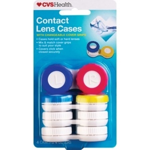 slide 1 of 1, CVS Health Contact Lens Cases With Changeable Cover Grips, 4 ct