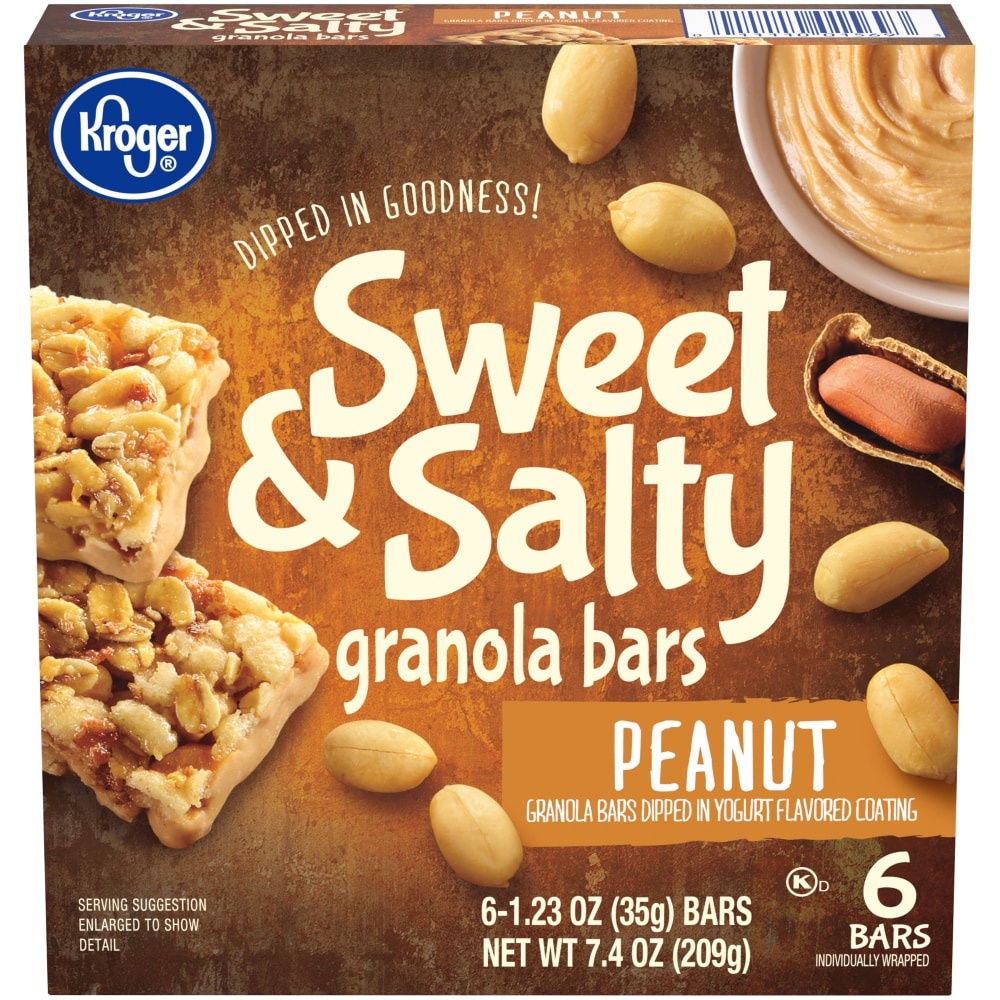 slide 1 of 1, Kroger Sweet & Salty Peanut Granola Bars, 7.4 oz