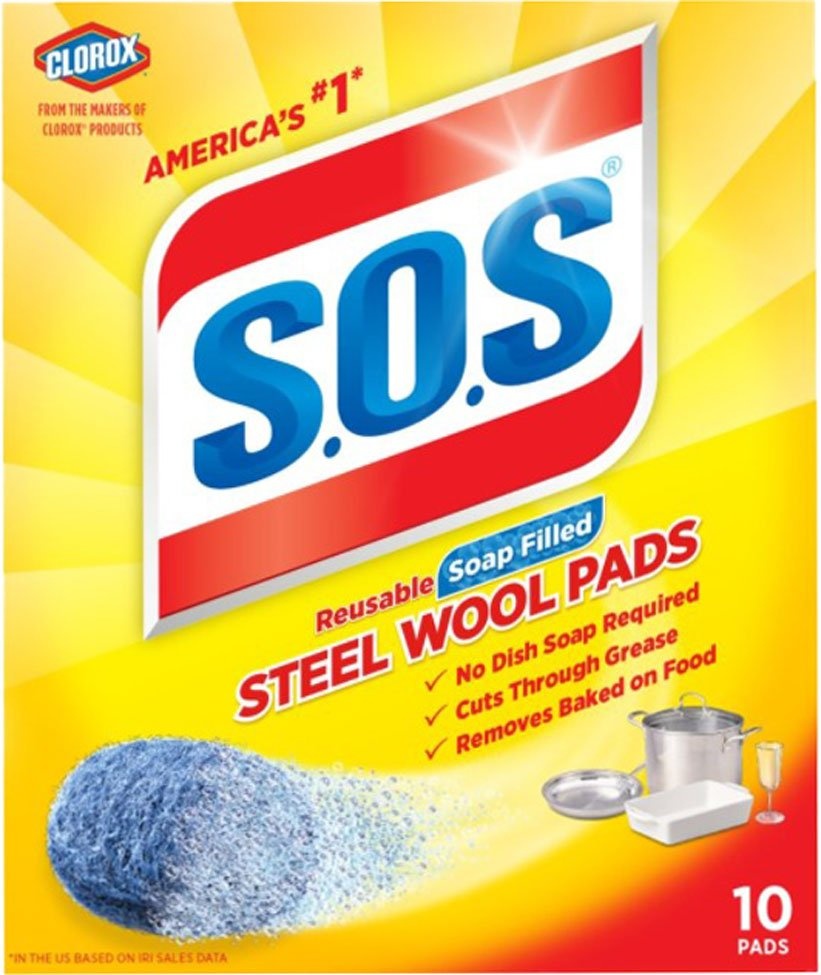 slide 1 of 1, S.O.S. Sos Steel Wool Soap Pads, 10 ct