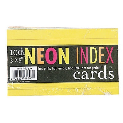 slide 1 of 1, Norcom Neon Index Card Ruled , 100 ct; 3 in x 5 in