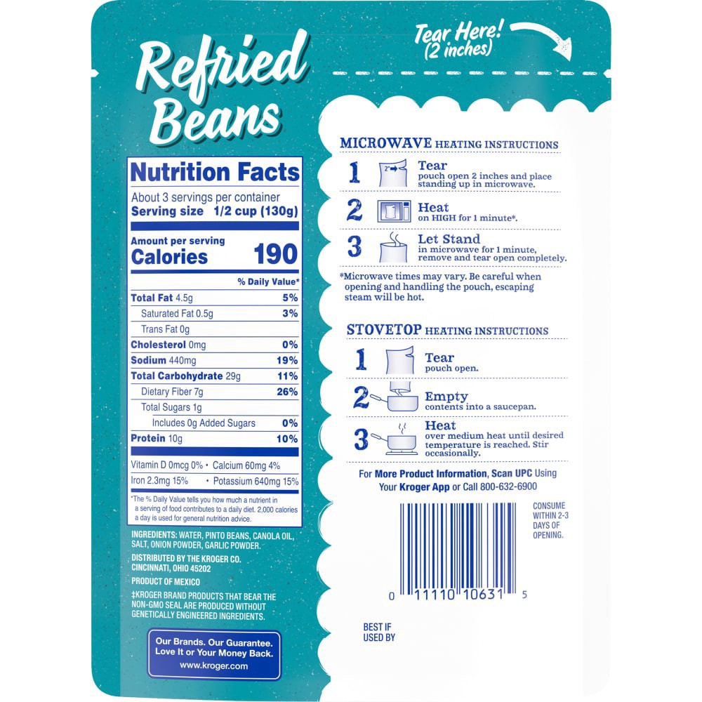slide 2 of 3, Kroger 60-Second Refried Pinto Beans, 15 oz