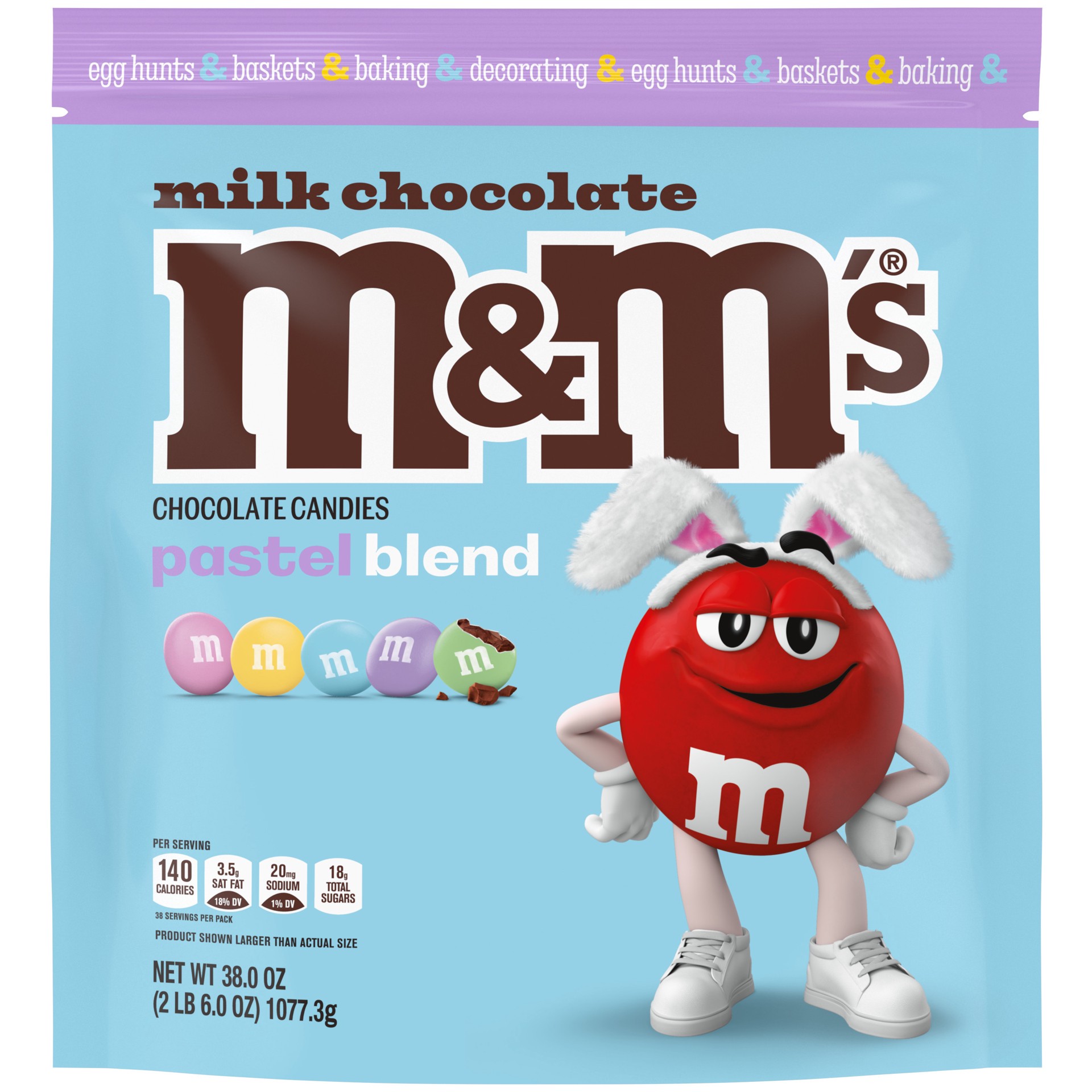 slide 1 of 7, M&M's Milk Chocolate Pastel Blend Easter Candy, 38 Oz Bulk Bag, 38 oz