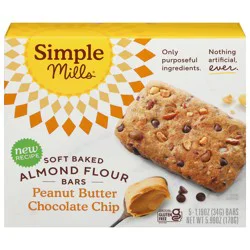Simple Mills Soft Baked Almond Flour Peanut Butter Chocolate Chip Bars Bars - 5.99 oz
