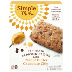 Simple Mills Soft Baked Chocolate Chip Almond Flour Bars - 5.99 oz