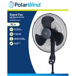 Polar Wind Stand Fan W/ Remote Black, 18 in