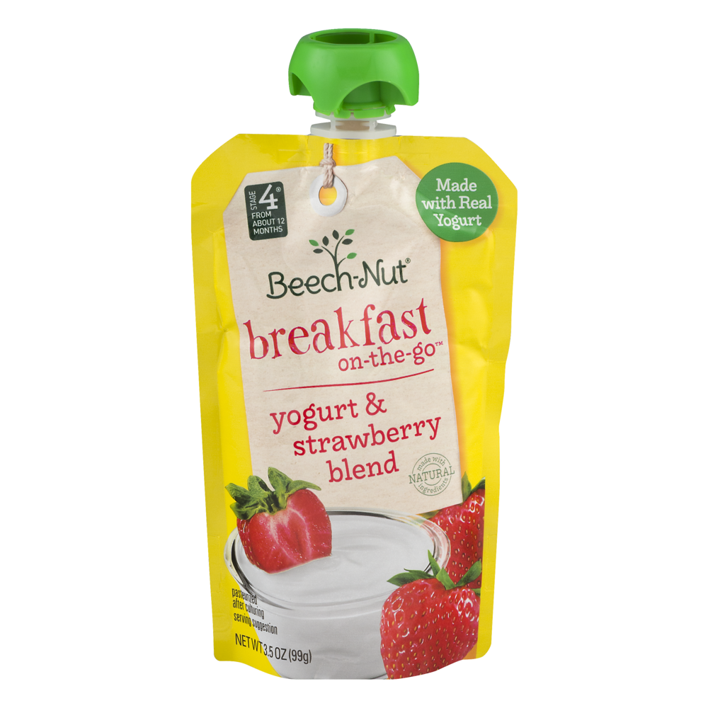 slide 1 of 6, Beech-Nut Breakfast Yogurt & Strawberry Blend Baby Food Pouches, 3.5 oz