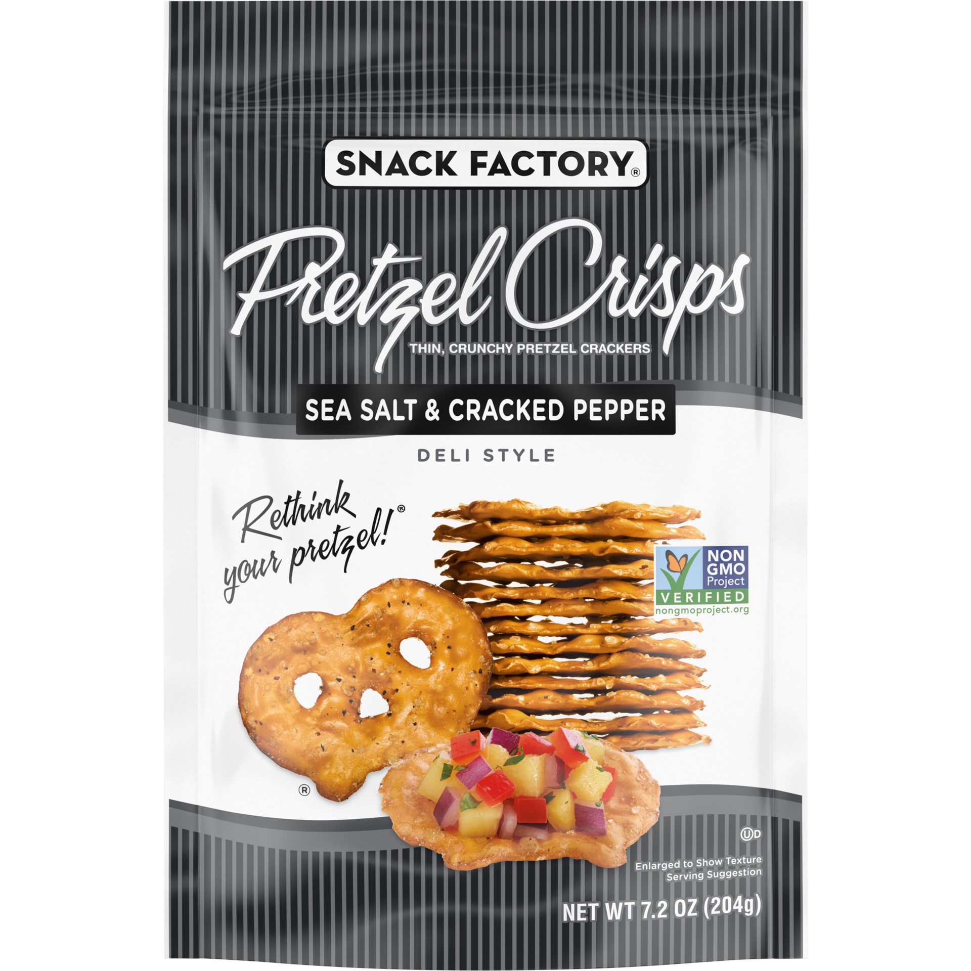 slide 1 of 5, Snack Factory Sea Salt & Cracked Pepper Pretzel Crisps, 7.2 oz