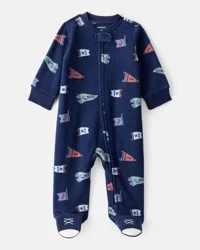 Carter's Baby Boy Sports Print Loose Fit Long-Sleeve Sleep & Play - Navy Blue