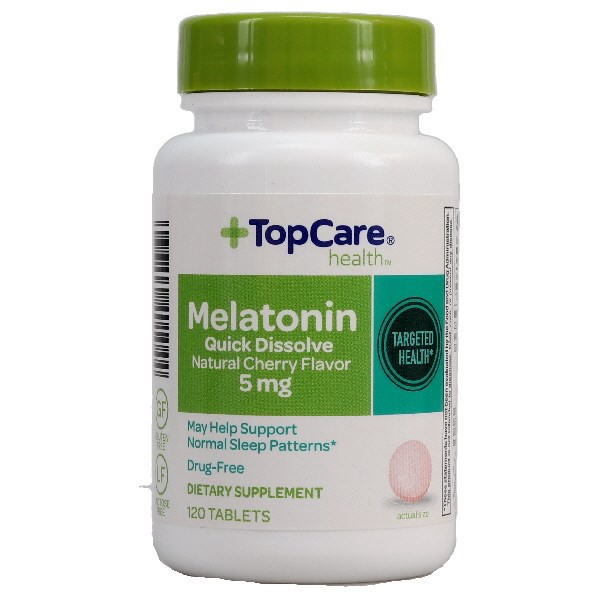 slide 1 of 9, TopCare Top Care Topcare Melatonin 5 Mg Dissolve Tablets, Cherry, 120 ct