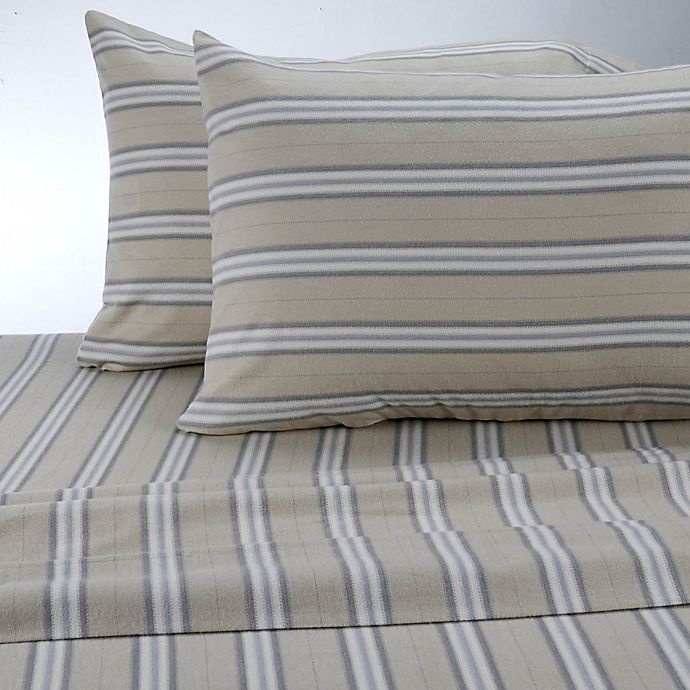 slide 1 of 1, Therapedic 100% Ring Spun Cotton Stripe Queen Sheet Set - Linen/Grey, 1 ct