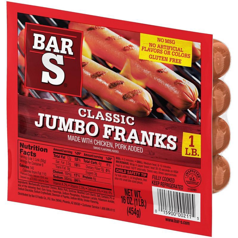 slide 2 of 4, Bar S Classic Jumbo Franks, 16 oz, 16 oz