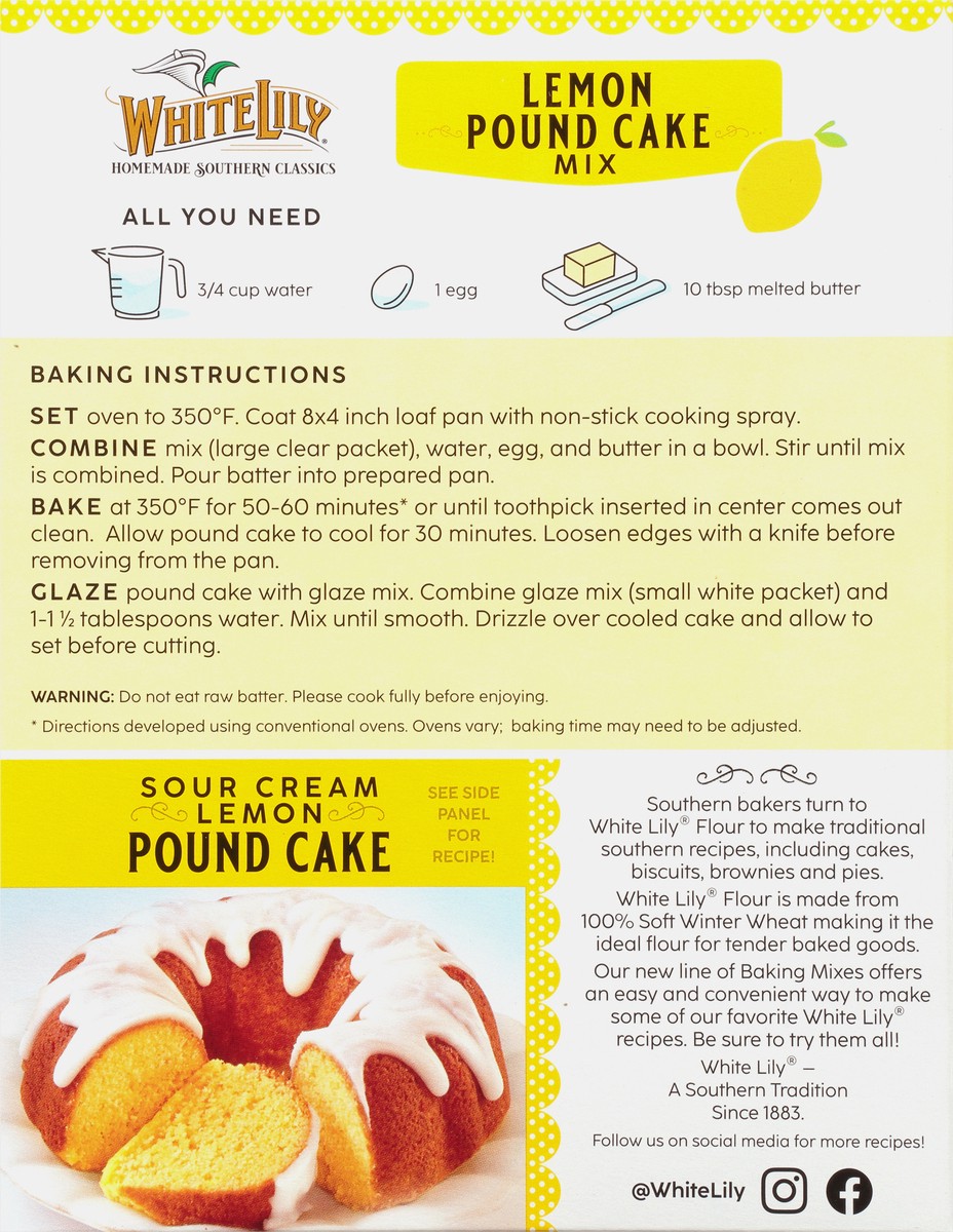slide 2 of 9, White Lily Lemon Pound Cake Mix, 16.2 OZ Box, 16.22 oz