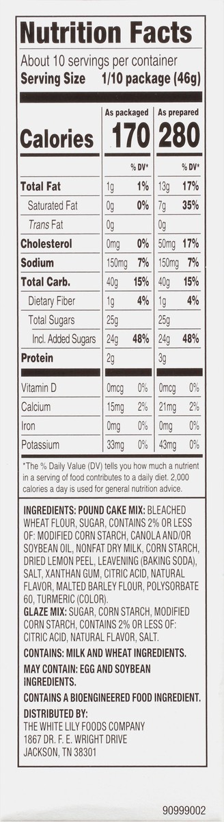 slide 6 of 9, White Lily Lemon Pound Cake Mix, 16.2 OZ Box, 16.22 oz