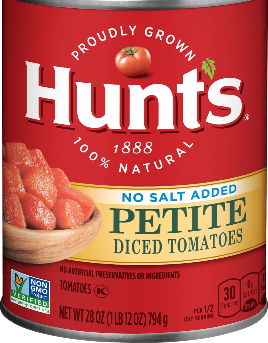 slide 2 of 5, Hunt's No Salt Added Diced Tomatoes Petite 28 oz, 28 oz