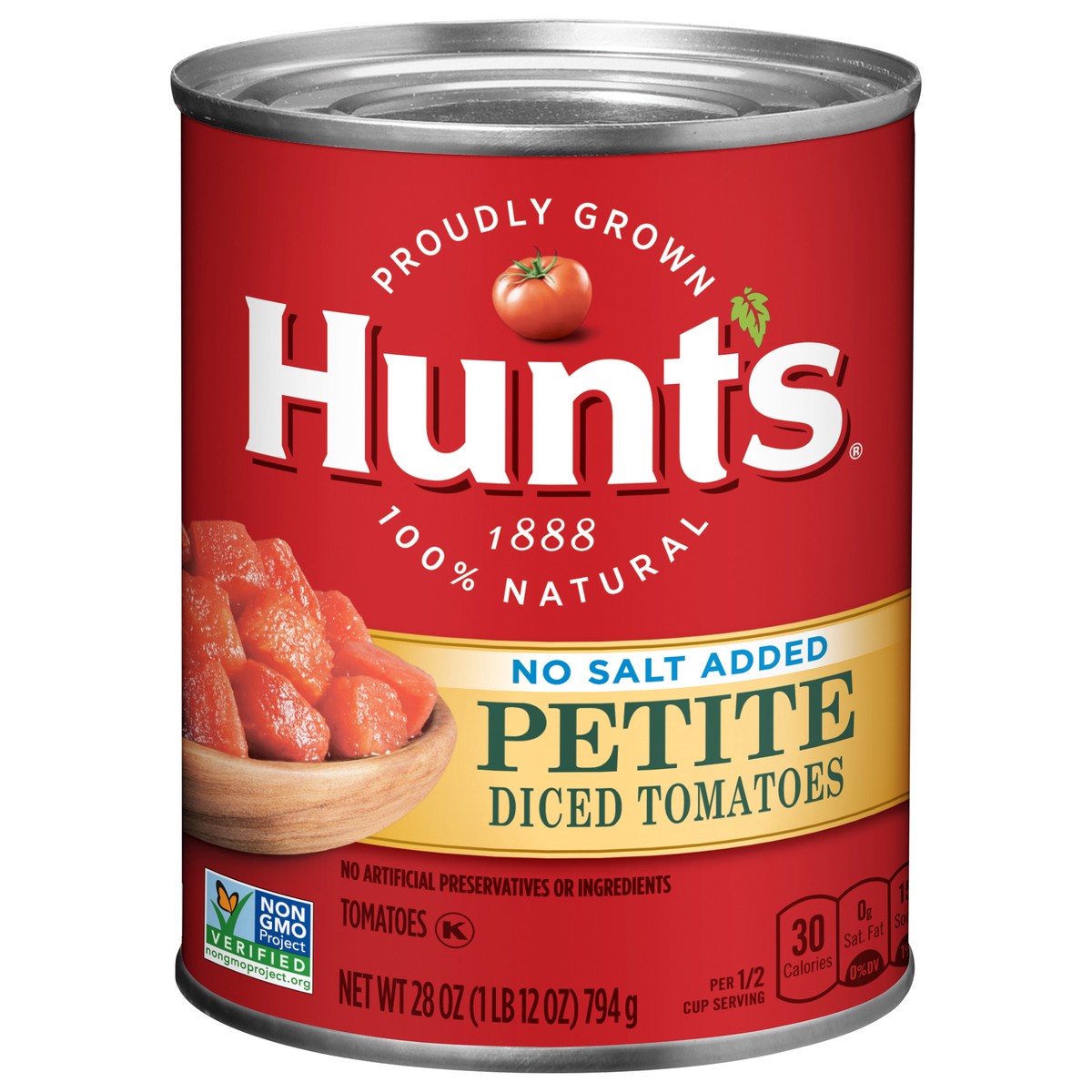 slide 1 of 5, Hunt's No Salt Added Diced Tomatoes Petite 28 oz, 28 oz