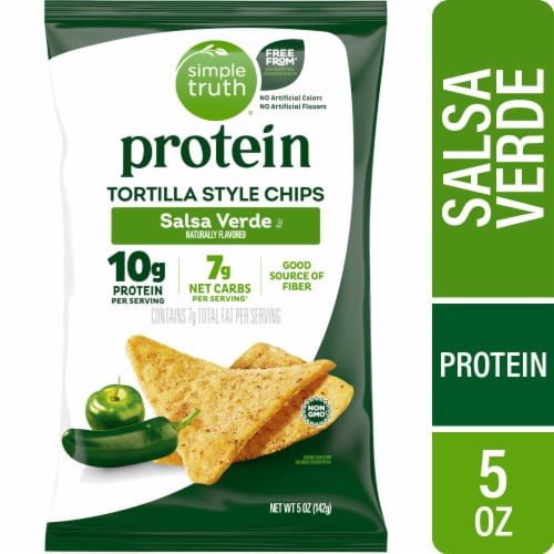 slide 1 of 1, Simple Truth® Protein Salsa Verde Tortilla Chips, 5 oz