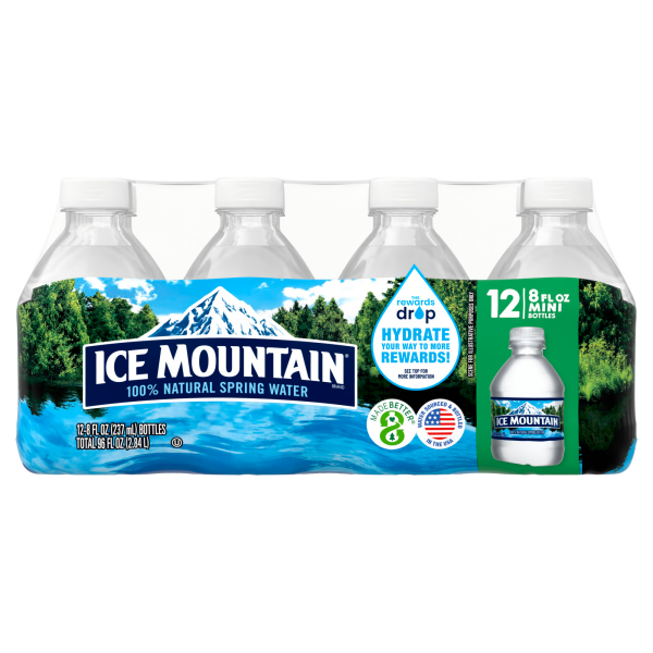 slide 13 of 25, ICE MOUNTAIN Brand 100% Natural Spring Water, 8-ounce mini plastic bottles (Pack of 12), 8 oz