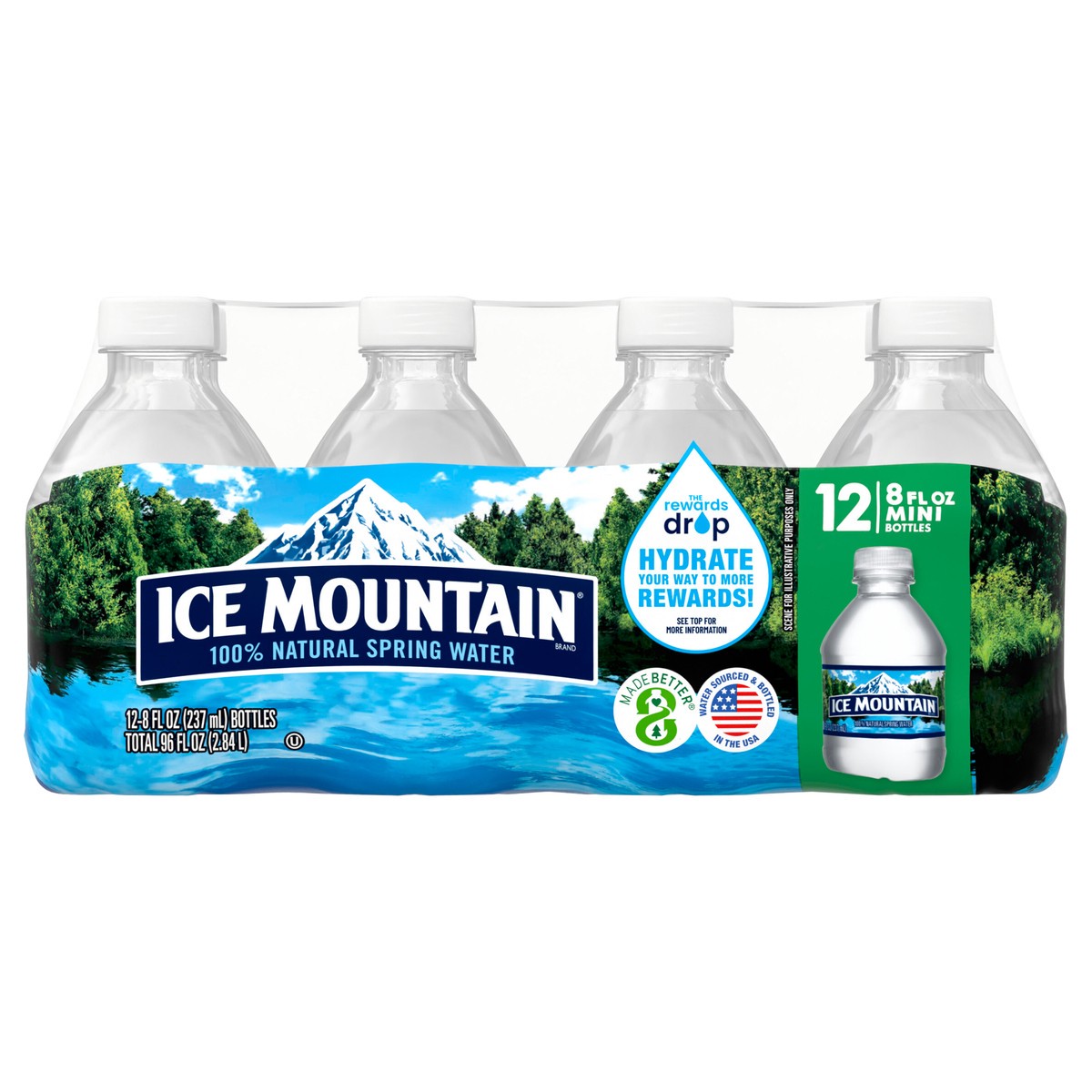 slide 1 of 25, ICE MOUNTAIN Brand 100% Natural Spring Water, 8-ounce mini plastic bottles (Pack of 12), 8 oz