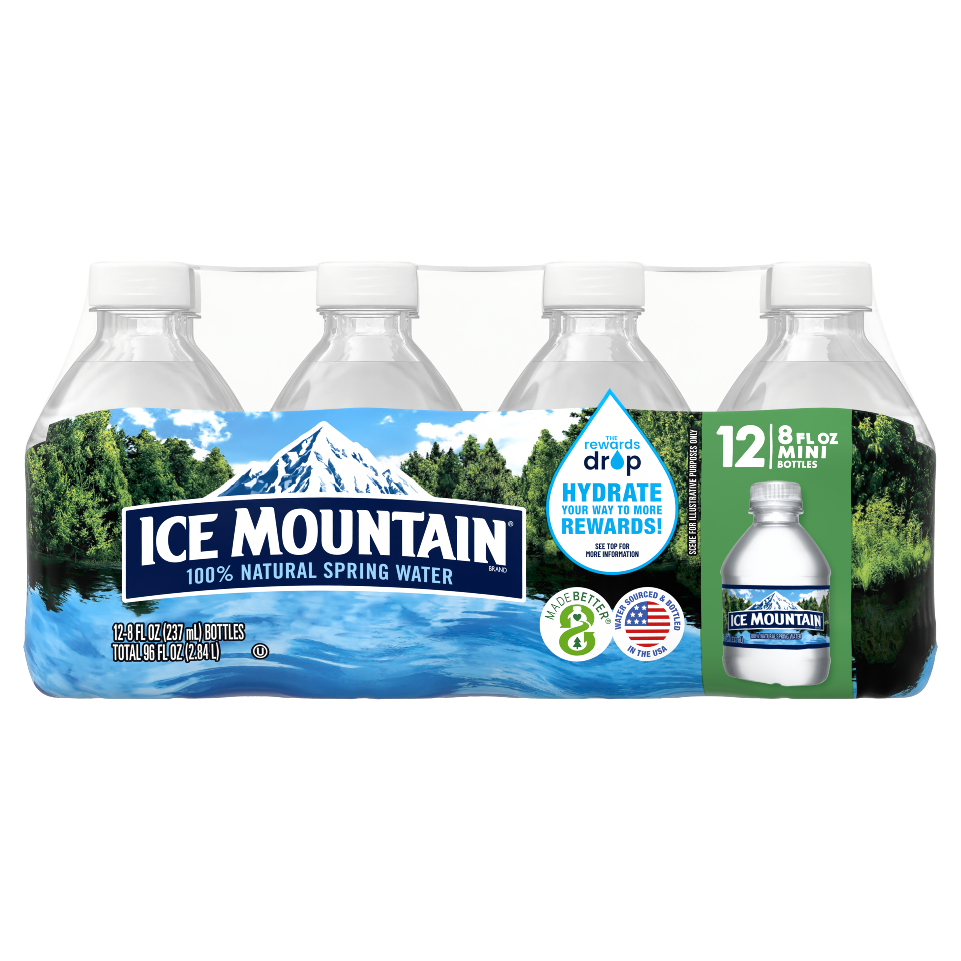 slide 1 of 25, ICE MOUNTAIN Brand 100% Natural Spring Water, mini plastic bottles (Pack of 12) - 8 oz, 8 oz