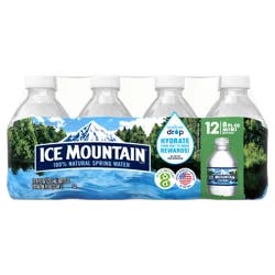 ICE MOUNTAIN Brand 100% Natural Spring Water, mini plastic bottles (Pack of 12) - 8 oz